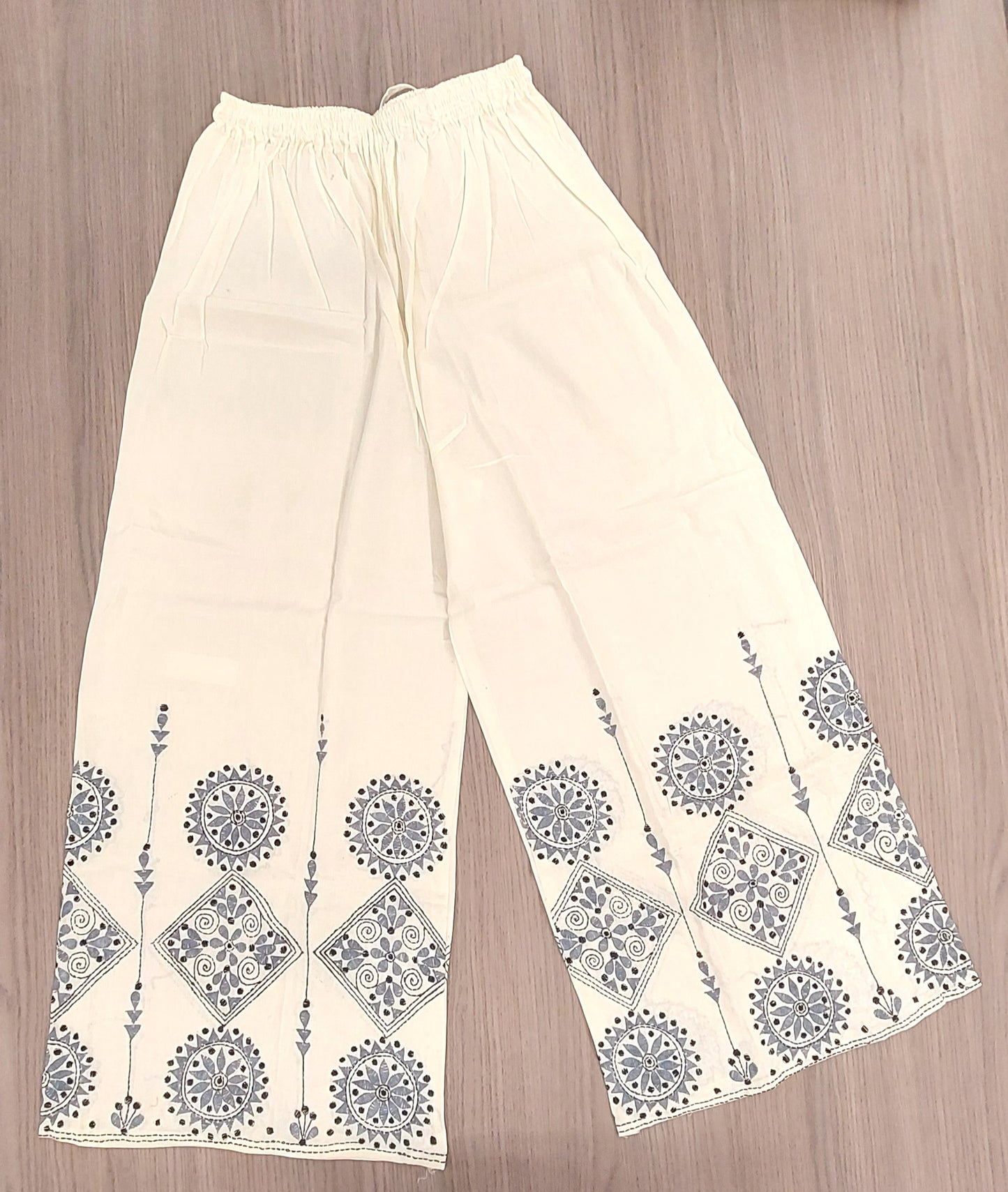 Artisanal Cotton Kantha Stitch Palazzos for Women