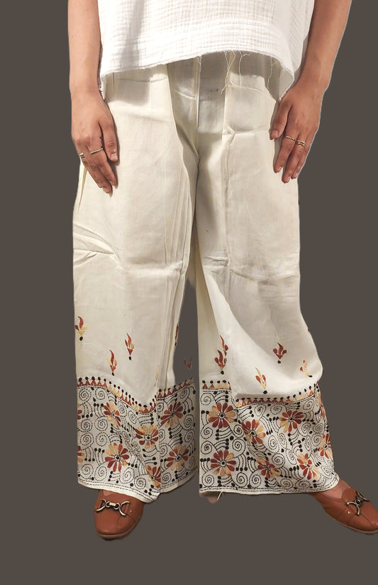 Artisanal Cotton Kantha Stitch Palazzos for Women