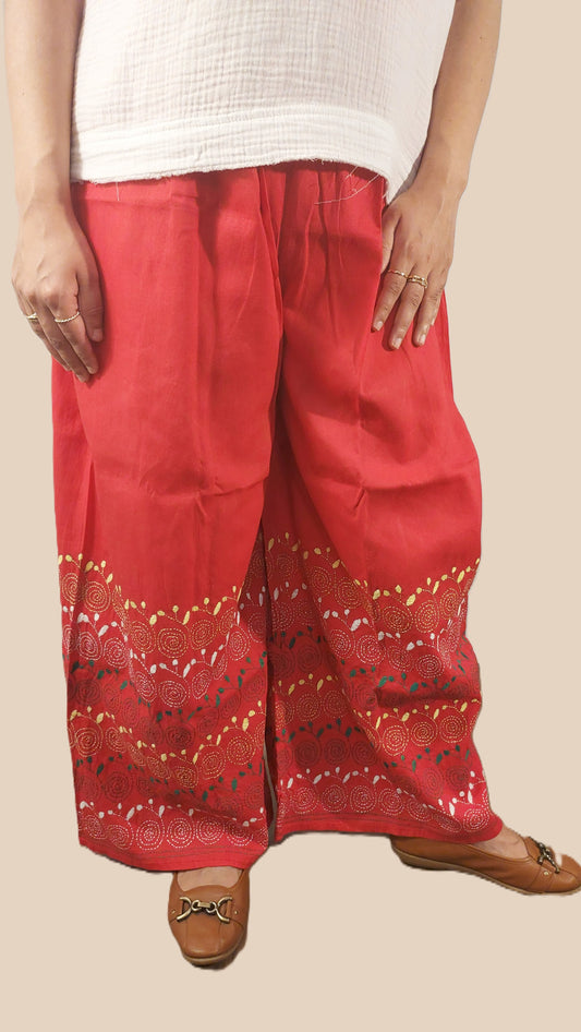 Artisanal Cotton Kantha Stitch Palazzos for Women