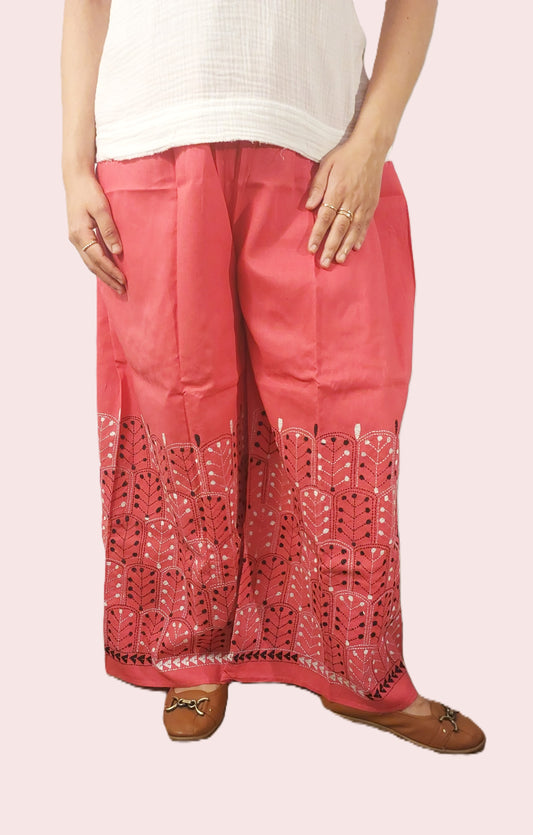 Artisanal Cotton Kantha Stitch Palazzos for Women
