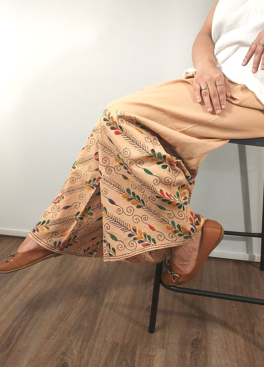Artisanal Cotton Kantha Stitch Palazzos for Women