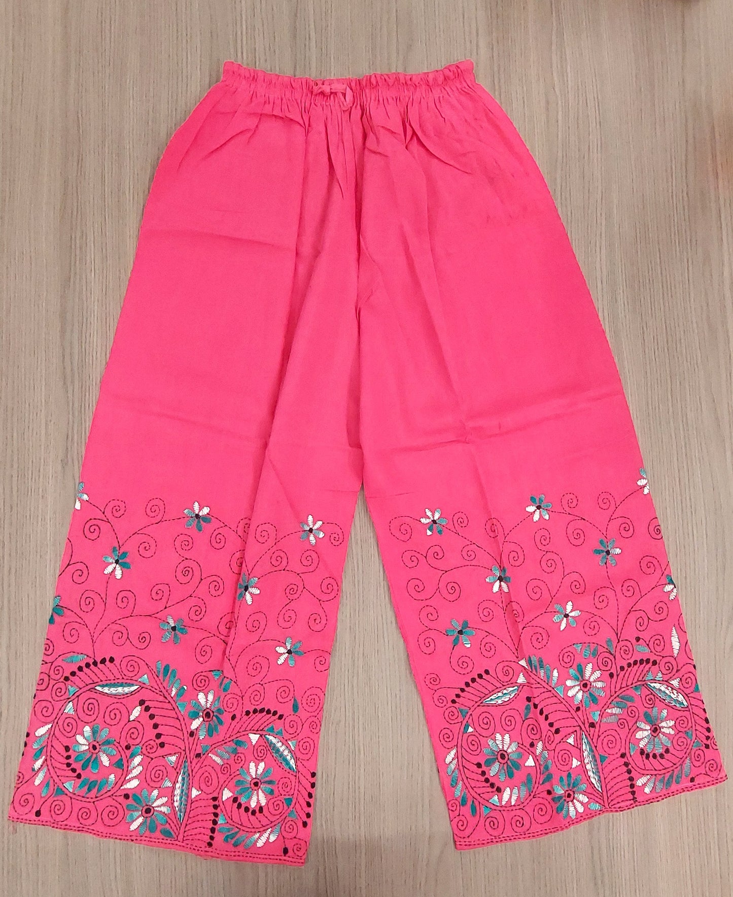 Artisanal Cotton Kantha Stitch Palazzos for Women
