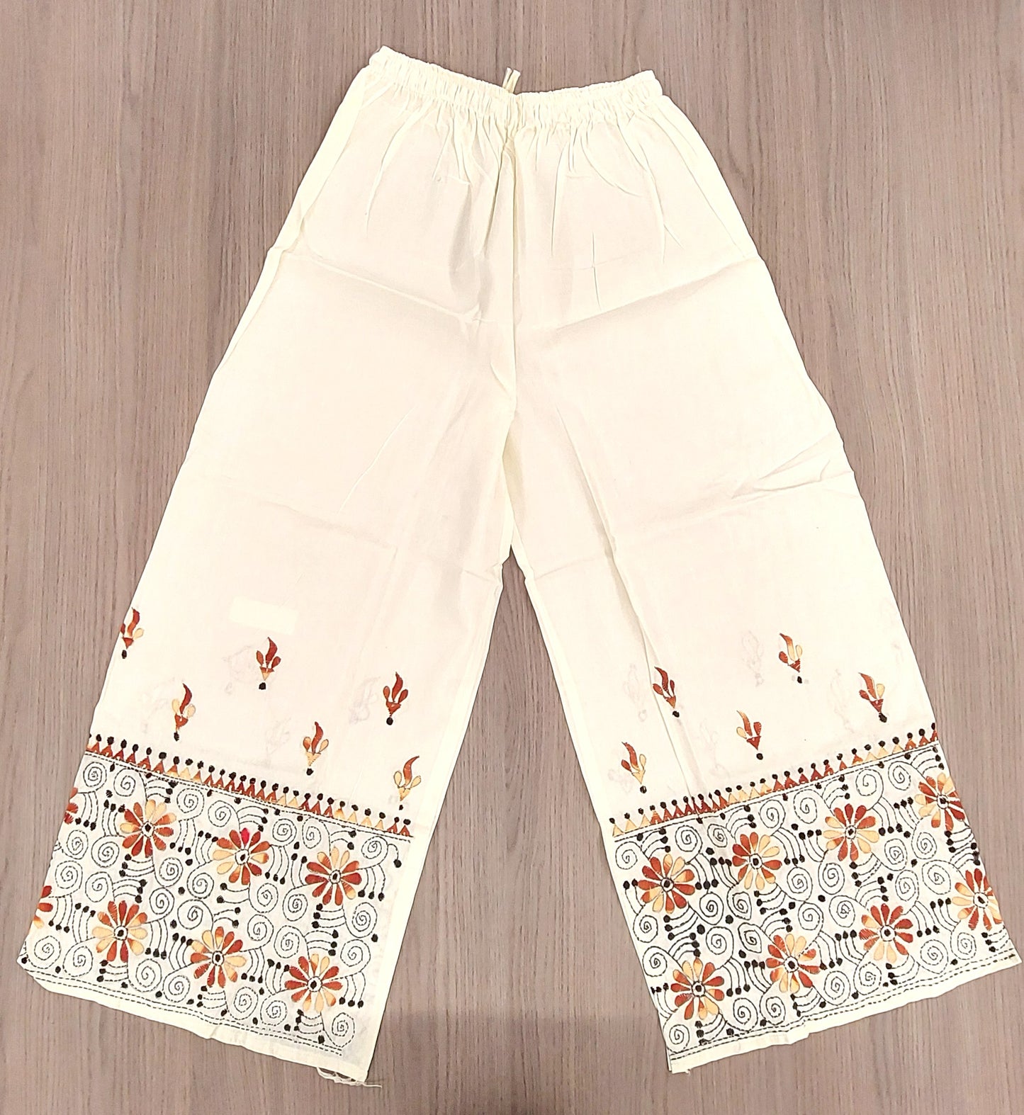 Artisanal Cotton Kantha Stitch Palazzos for Women