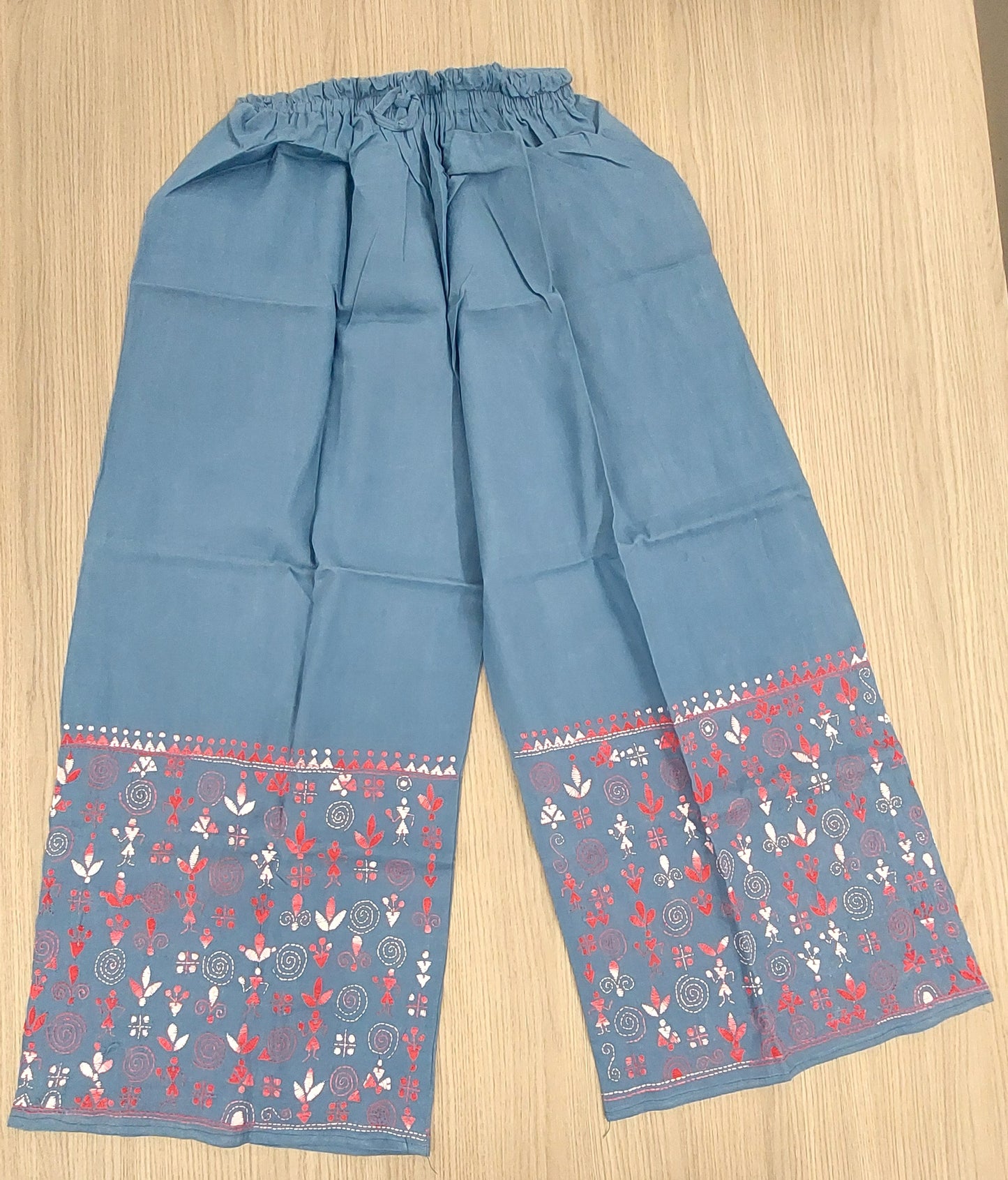 Artisanal Cotton Kantha Stitch Palazzos for Women