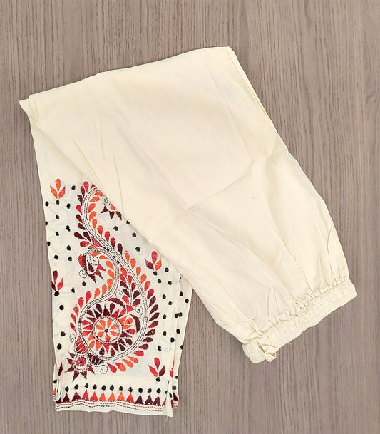 Artisanal Cotton Kantha Stitch Straight Pant for Women
