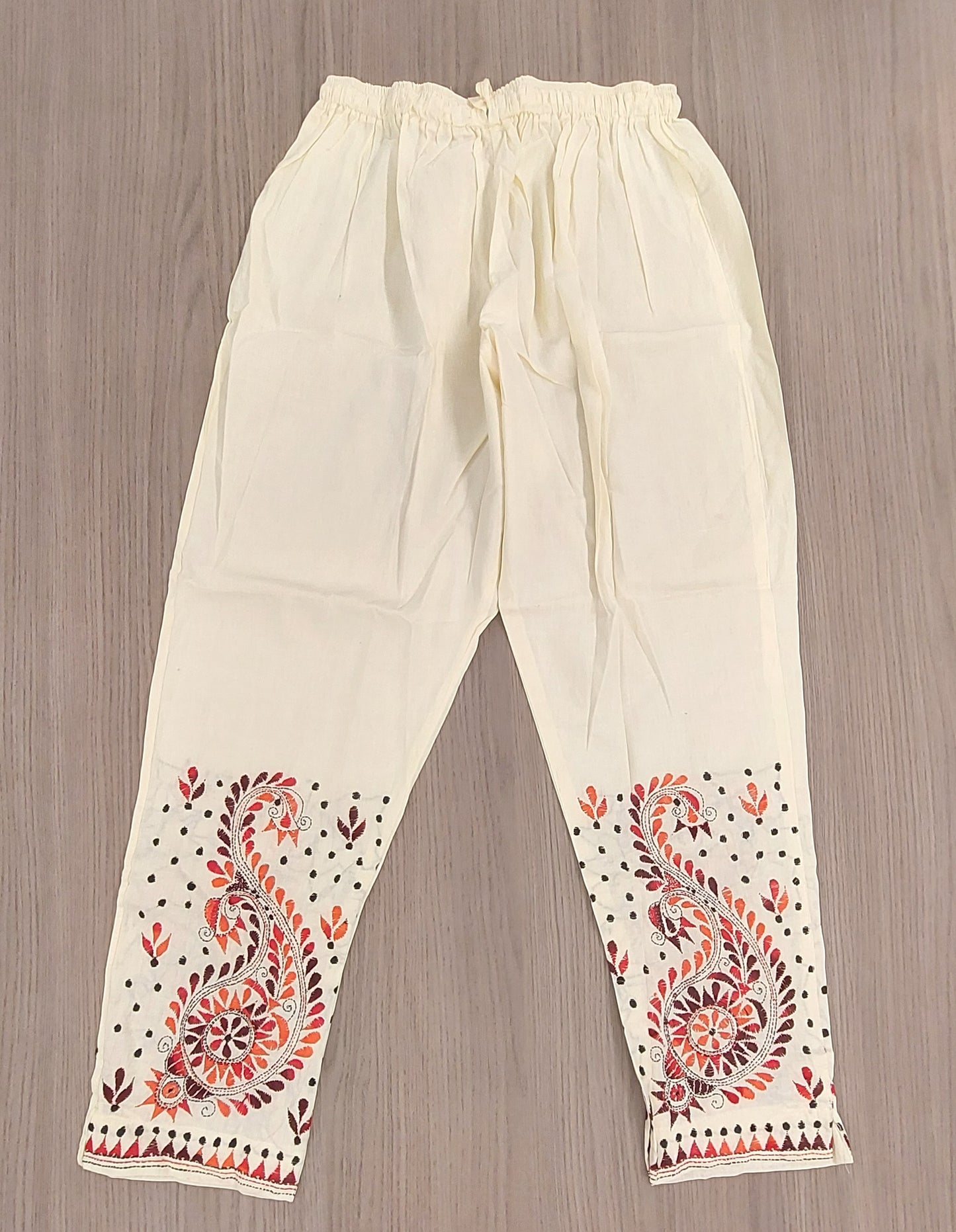Artisanal Cotton Kantha Stitch Straight Pant for Women