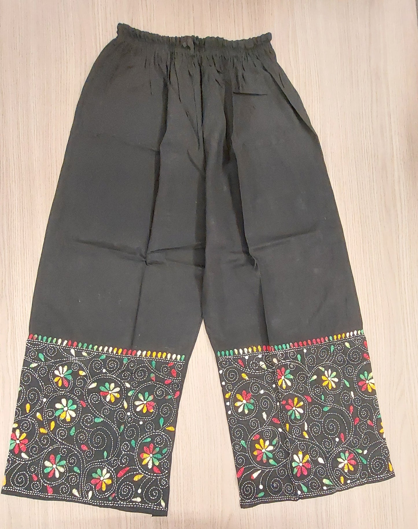 Artisanal Cotton Kantha Stitch Palazzos for Women