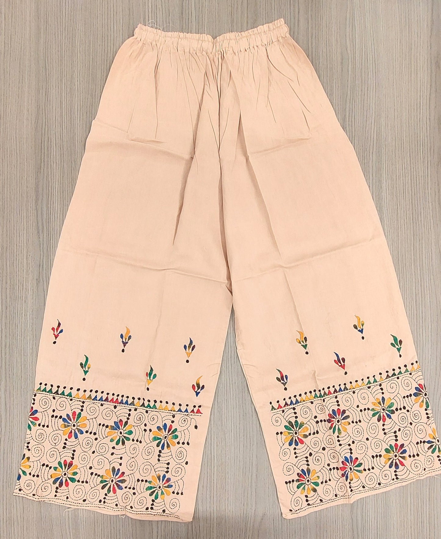 Artisanal Cotton Kantha Stitch Palazzos for Women