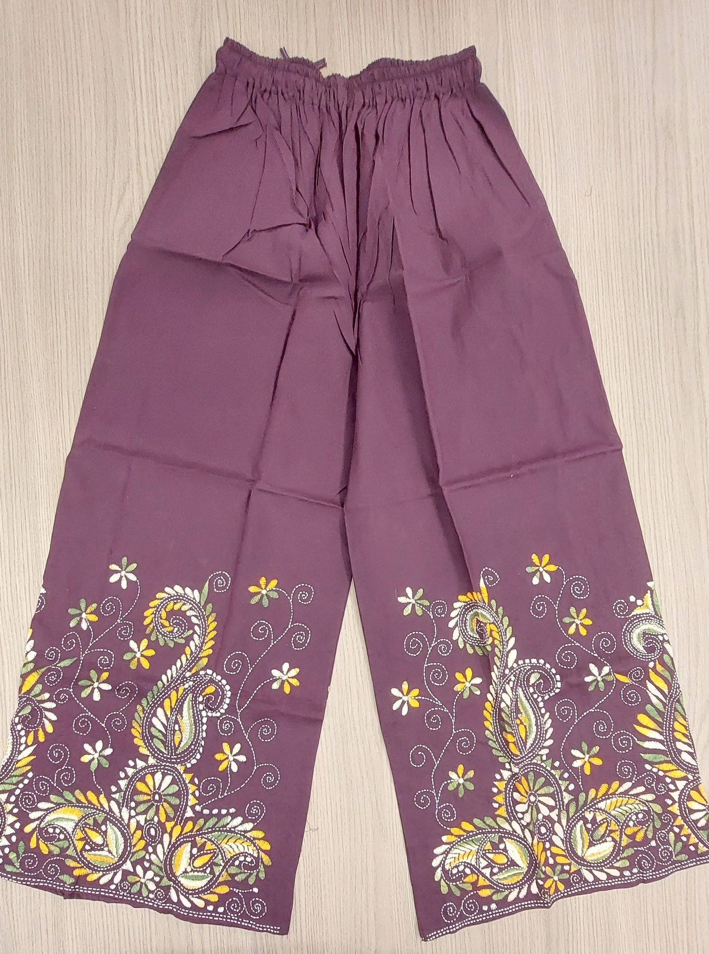 Artisanal Cotton Kantha Stitch Palazzos for Women