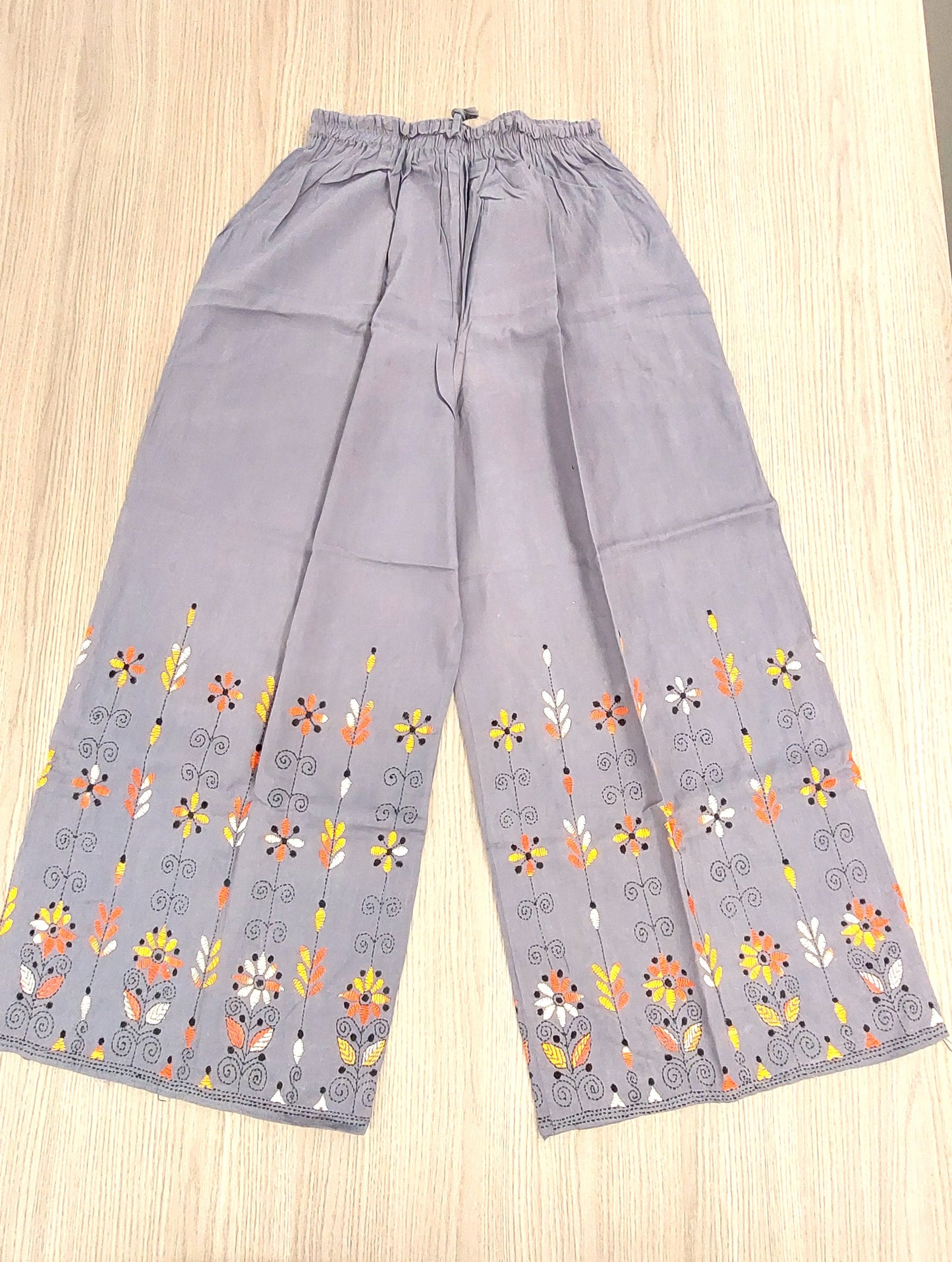 Artisanal Cotton Kantha Stitch Palazzos for Women