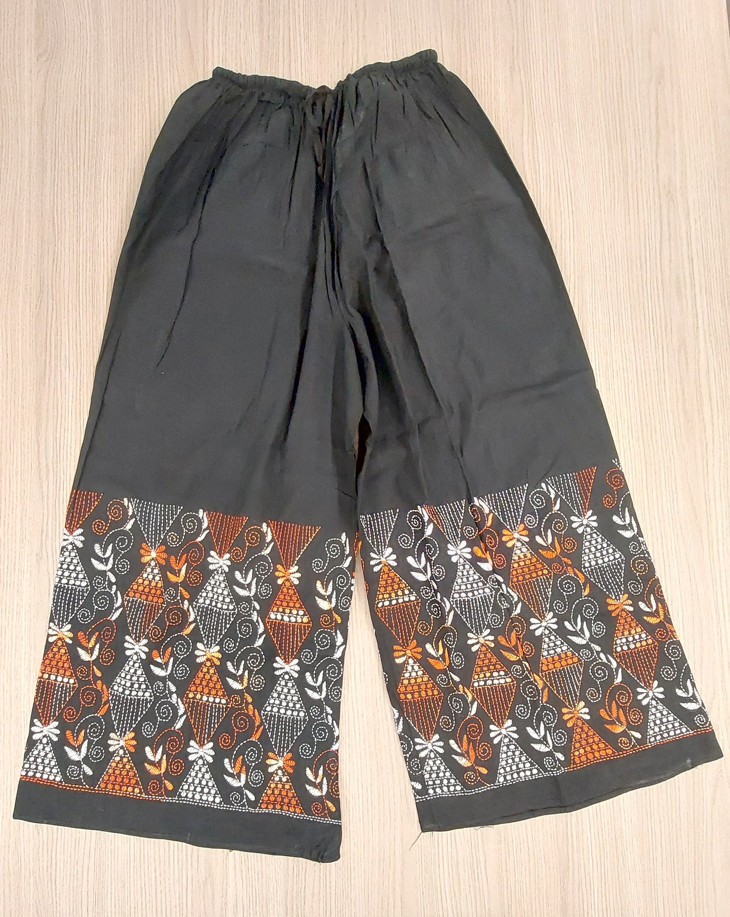 Artisanal Cotton Kantha Stitch Palazzos for Women