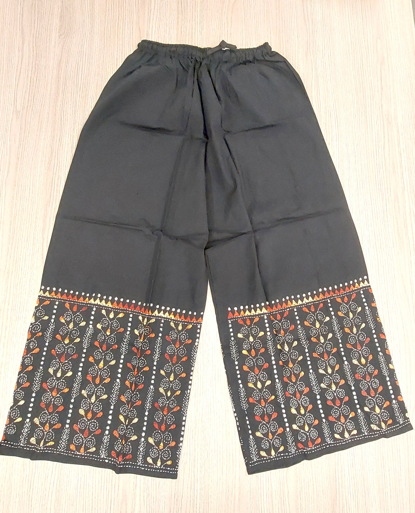 Artisanal Cotton Kantha Stitch Palazzos for Women