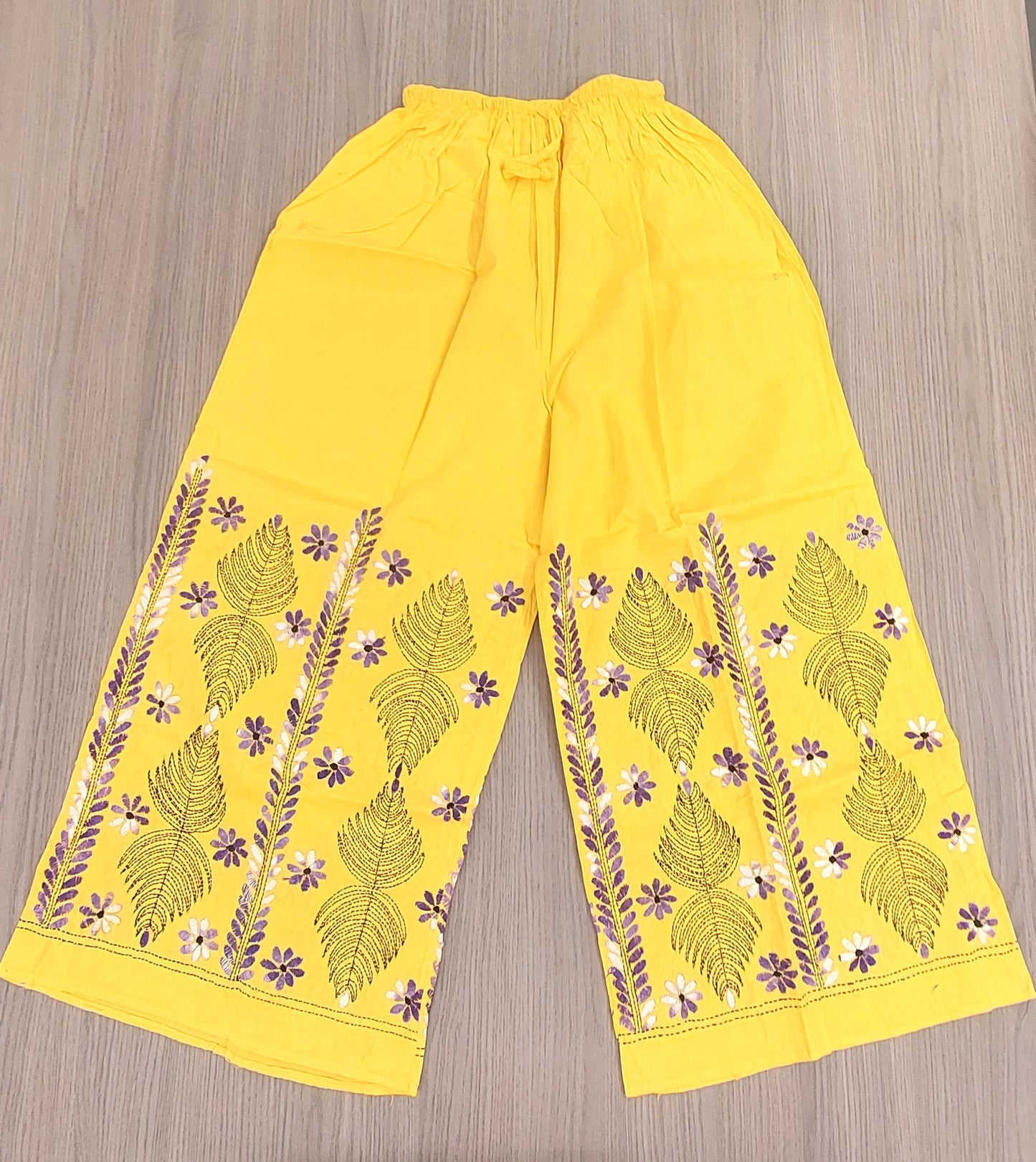 Artisanal Cotton Kantha Stitch Palazzos for Women